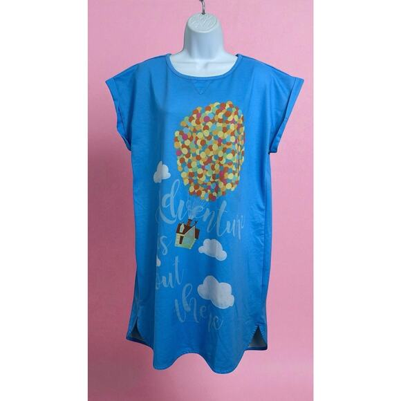Disney Pixar Up Pajama Sleepshirt Sz M/L Blue "Adventure Out There" Nightgown - Picture 1 of 6